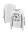 Wear By Erin Andrews Women's White Baltimore Ravens Graphic Waffle Long-sleeve T-shirt In Gray