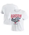 Wear By Erin Andrews White Boston Red Sox Distressed Cropped Baby T-shirt In White