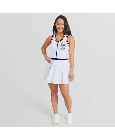 Wear By Erin Andrews White Chicago Cubs Zip-front Pleated Tri-blend Scoop Neck Tank Dress