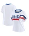 Wear By Erin Andrews Women's White Buffalo Bills Cropped Center Stripe Dolman T-shirt In White