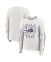 Wear By Erin Andrews Women's White Buffalo Bills Graphic Waffle Long-sleeve T-shirt In Gray