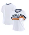 Wear By Erin Andrews White Chicago Bears Cropped Center Stripe Dolman T-shirt In White