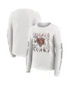 Wear By Erin Andrews Women's White Minnesota Vikings Graphic Waffle Long-sleeve T-shirt In Gray