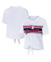 Wear By Erin Andrews White Cleveland Guardians Front Tie T-shirt In White