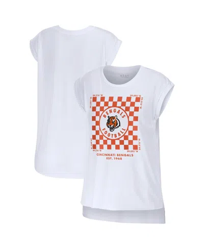 Wear By Erin Andrews Women's White Cincinnati Bengals Checker Muscle Tank Top