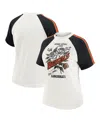 Wear By Erin Andrews Women's White Cincinnati Bengals Sleeve Stripe Distressed Raglan T-shirt In White
