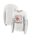 Wear By Erin Andrews Women's White Cleveland Browns Graphic Waffle Long-sleeve T-shirt In White