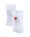 Wear By Erin Andrews White Cleveland Browns Ribbed Graphic Tank Top In Multi