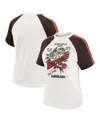 Wear By Erin Andrews Women's White Cleveland Browns Sleeve Stripe Distressed Raglan T-shirt In White