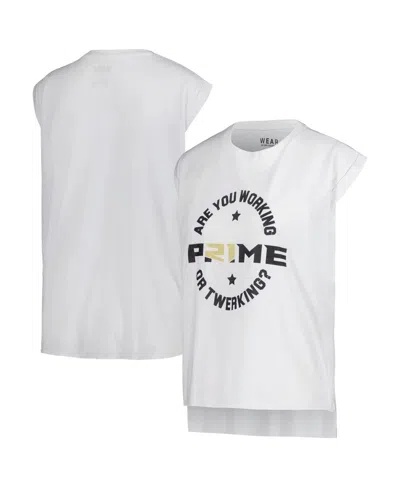 Wear By Erin Andrews Women's White Colorado Buffaloes Coach Prime Working Sleeveless Muscle T-shirt