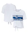 Wear By Erin Andrews Women's White Dallas Cowboys Front Tie Retro T-shirt In White