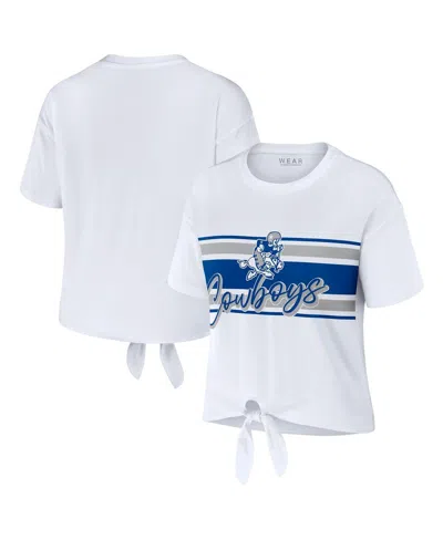 Wear By Erin Andrews Women's White Dallas Cowboys Front Tie Retro T-shirt