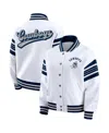 Wear By Erin Andrews Women's White Dallas Cowboys Full-snap Fleece Sweatshirt Jacket In Multi
