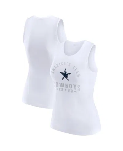 Wear By Erin Andrews Women's White Dallas Cowboys Ribbed Graphic Tank Top