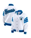 Wear By Erin Andrews Women's White Dallas Mavericks Full-snap Fleece Sweatshirt Jacket In Brown