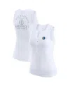 Wear By Erin Andrews Women's White Dallas Mavericks Rib-knit Henley Tank Top In White
