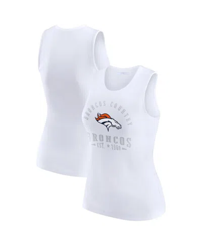 Wear By Erin Andrews Women's White Denver Broncos Ribbed Graphic Tank Top