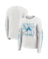 Wear By Erin Andrews Women's White Detroit Lions Graphic Waffle Long-sleeve T-shirt In White