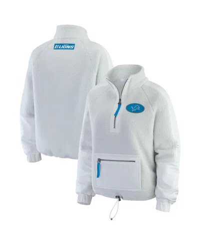 Wear By Erin Andrews Women's White Detroit Lions Polar Fleece Half-zip Jacket