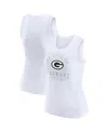 Wear By Erin Andrews White Green Bay Packers Ribbed Graphic Tank Top In White