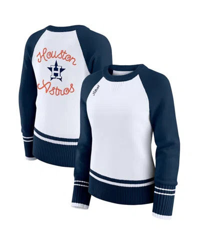 Wear By Erin Andrews Women's White Houston Astros Color Block Raglan Sweater