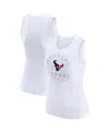 Wear By Erin Andrews Women's White Houston Texans Ribbed Graphic Tank Top In White