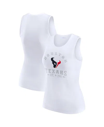 Wear By Erin Andrews Women's White Houston Texans Ribbed Graphic Tank Top