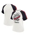 Wear By Erin Andrews Women's White Houston Texans Sleeve Stripe Distressed Raglan T-shirt In White