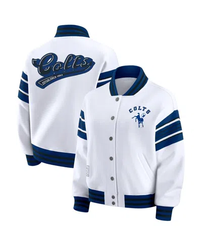 Wear By Erin Andrews Women's White Indianapolis Colts Plus Size Full-snap Fleece Sweatshirt Jacket In Multi