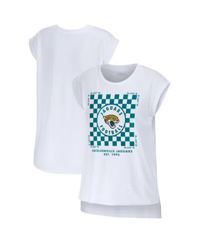Wear By Erin Andrews Women's White Jacksonville Jaguars Checker Muscle Tank Top