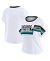 Wear By Erin Andrews White Jacksonville Jaguars Cropped Center Stripe Dolman T-shirt In White