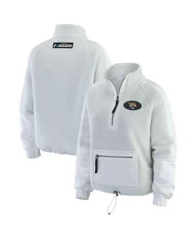 Wear By Erin Andrews Women's White Jacksonville Jaguars Polar Fleece Half-zip Jacket