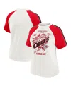 Wear By Erin Andrews White Kansas City Chiefs Sleeve Stripe Distressed Raglan T-shirt In White