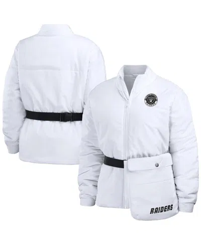 Wear By Erin Andrews Women's White Las Vegas Raiders Packaway Full-zip Puffer Jacket