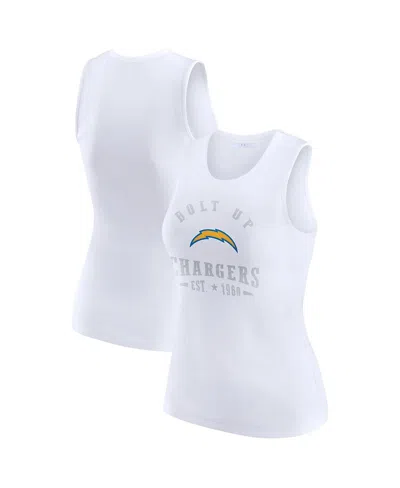 Wear By Erin Andrews Women's White Los Angeles Chargers Ribbed Graphic Tank Top