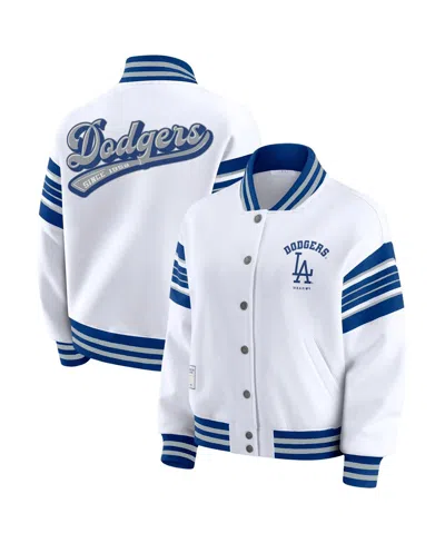 Wear By Erin Andrews Women's White Los Angeles Dodgers Full-snap Fleece Sweatshirt Jacket