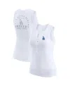 Wear By Erin Andrews White Los Angeles Dodgers Rib-knit Henley Tank Top In White