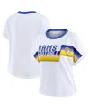 Wear By Erin Andrews White Los Angeles Rams Cropped Center Stripe Dolman T-shirt In White