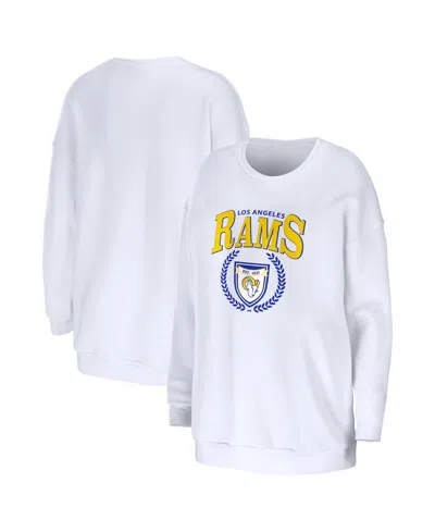 Wear By Erin Andrews Women's White Los Angeles Rams Oversized Pullover Sweatshirt