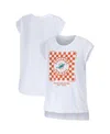 Wear By Erin Andrews Women's White Miami Dolphins Checker Muscle Tank Top In White