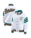 Wear By Erin Andrews Women's White Miami Dolphins Full-snap Fleece Sweatshirt Jacket In Multi