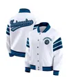 Wear By Erin Andrews Women's White Minnesota Timberwolves Snap Front Fleece Sweatshirt In White