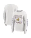 Wear By Erin Andrews Women's White Minnesota Vikings Graphic Waffle Long-sleeve T-shirt In White
