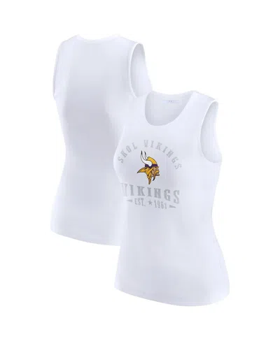 Wear By Erin Andrews Women's White Minnesota Vikings Ribbed Graphic Tank Top