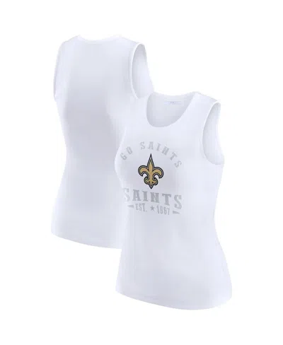 Wear By Erin Andrews Women's White New Orleans Saints Ribbed Graphic Tank Top
