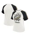 Wear By Erin Andrews Women's White New Orleans Saints Sleeve Stripe Distressed Raglan T-shirt In White