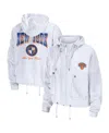 Wear By Erin Andrews Women's White New York Knicks Cropped Full-zip Windbreaker Jacket In White