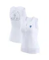 Wear By Erin Andrews White Los Angeles Dodgers Rib-knit Henley Tank Top In White