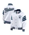 Wear By Erin Andrews Women's White New York Yankees Full-snap Fleece Sweatshirt Jacket In White