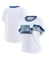 Wear By Erin Andrews Women's White Nfl Cropped Center Stripe Dolman T-shirt In White